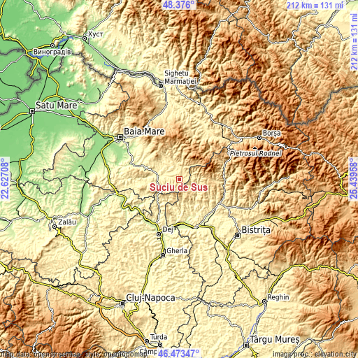 Topographic map of Suciu de Sus