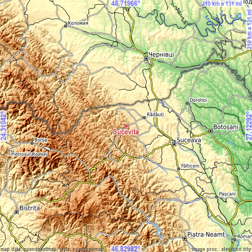 Topographic map of Suceviţa