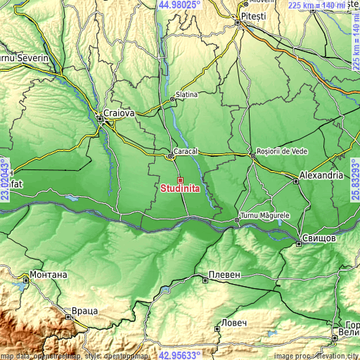 Topographic map of Studinița