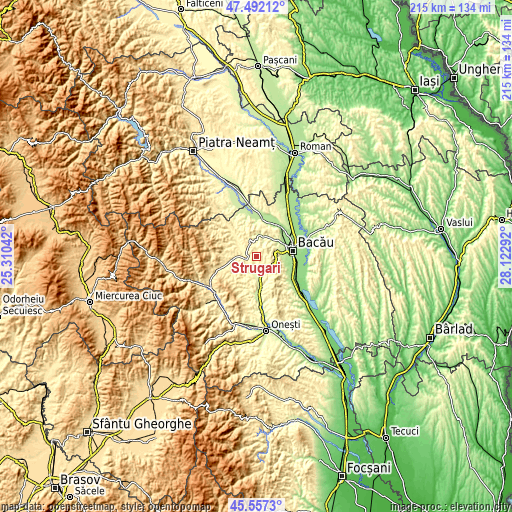 Topographic map of Strugari