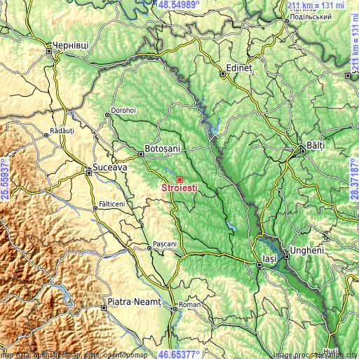 Topographic map of Stroiești