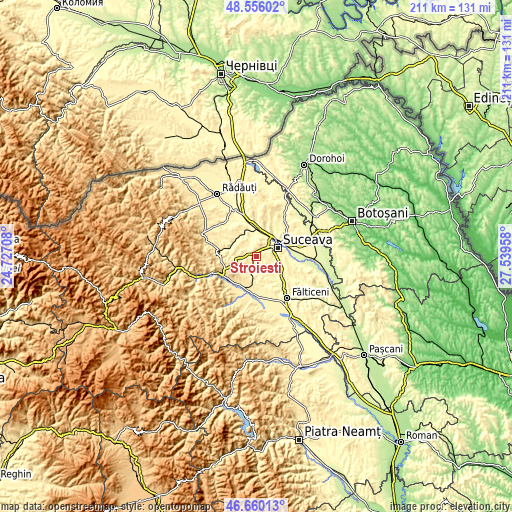 Topographic map of Stroiești