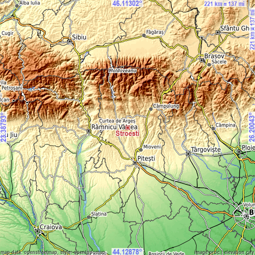 Topographic map of Stroești