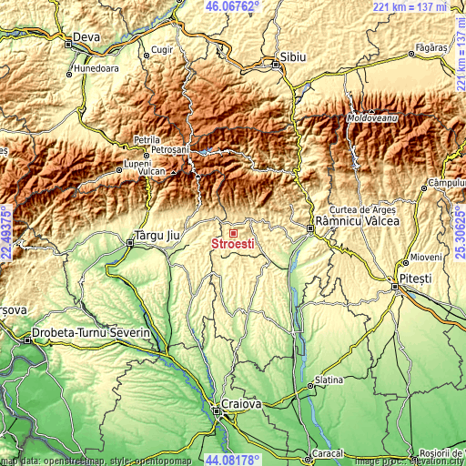 Topographic map of Stroeşti