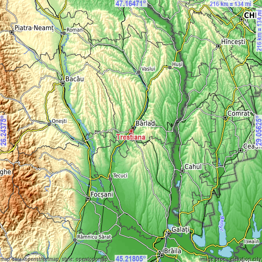 Topographic map of Trestiana
