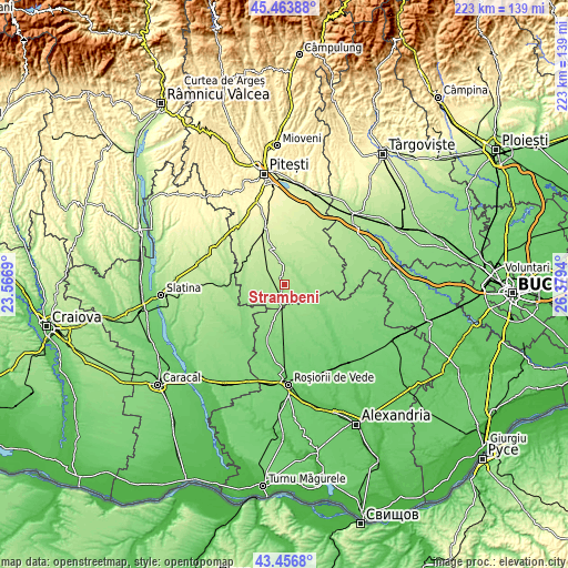 Topographic map of Strâmbeni