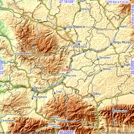 Topographic map of Stremţ