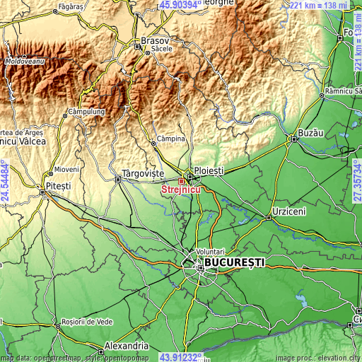 Topographic map of Strejnicu