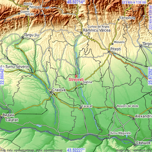 Topographic map of Strejeşti