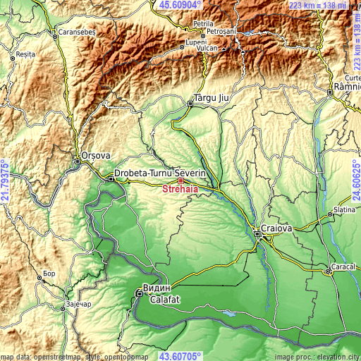 Topographic map of Strehaia