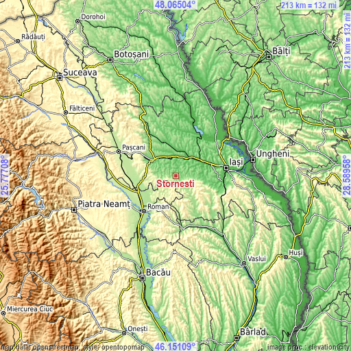 Topographic map of Stornești