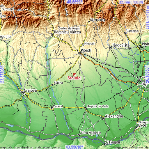 Topographic map of Stolnici