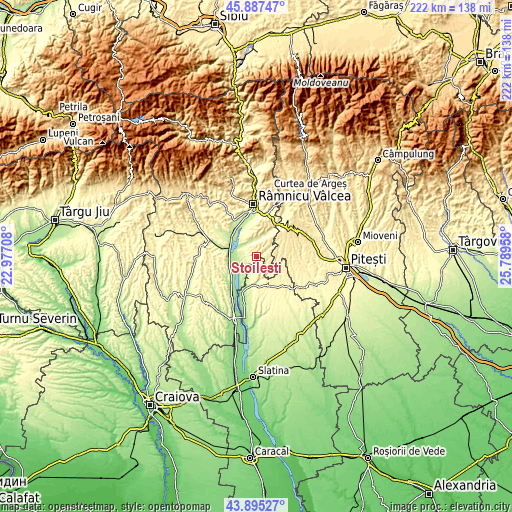 Topographic map of Stoileşti