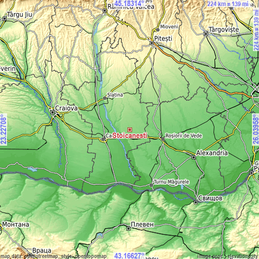 Topographic map of Stoicăneşti