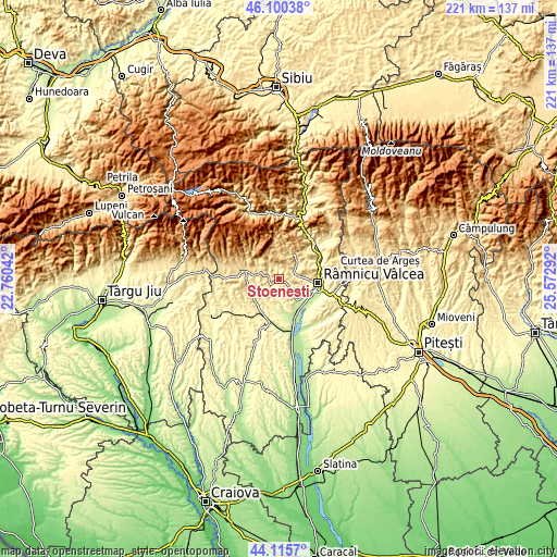 Topographic map of Stoeneşti