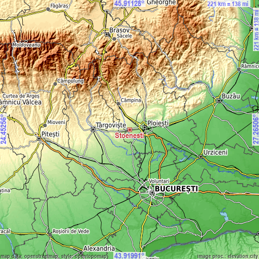 Topographic map of Stoenești