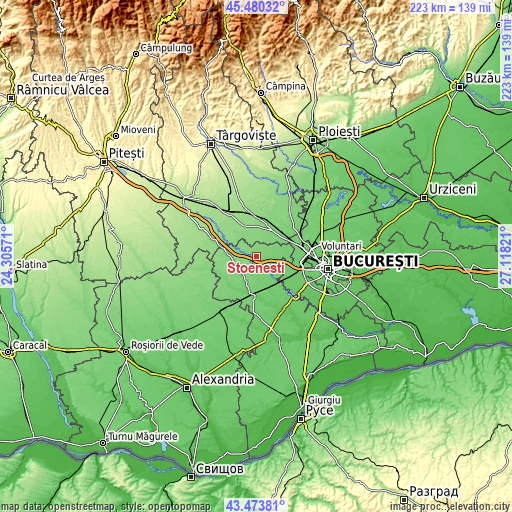 Topographic map of Stoenești