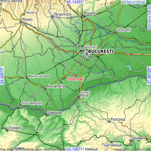 Topographic map of Stoeneşti