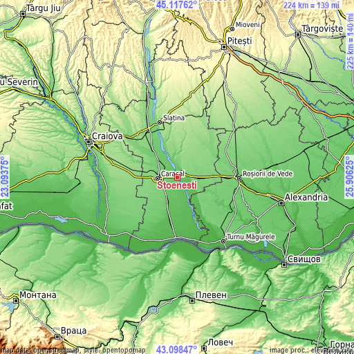 Topographic map of Stoeneşti