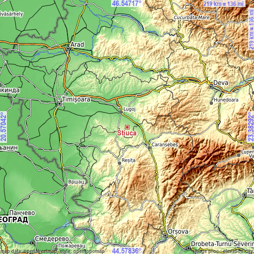 Topographic map of Ştiuca