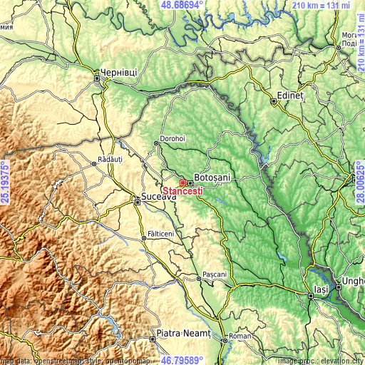 Topographic map of Stâncești