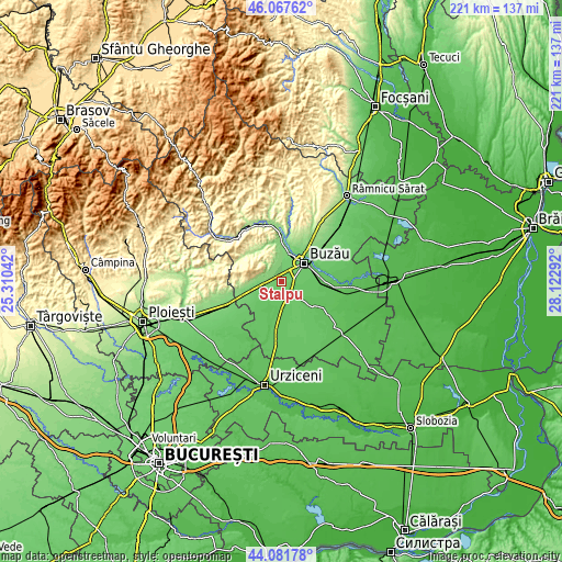 Topographic map of Stâlpu