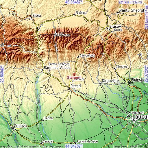 Topographic map of Stâlpeni