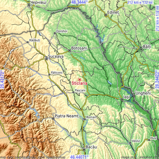 Topographic map of Sticlăria