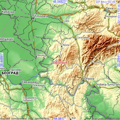 Topographic map of Steierdorf