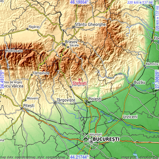 Topographic map of Ştefeşti