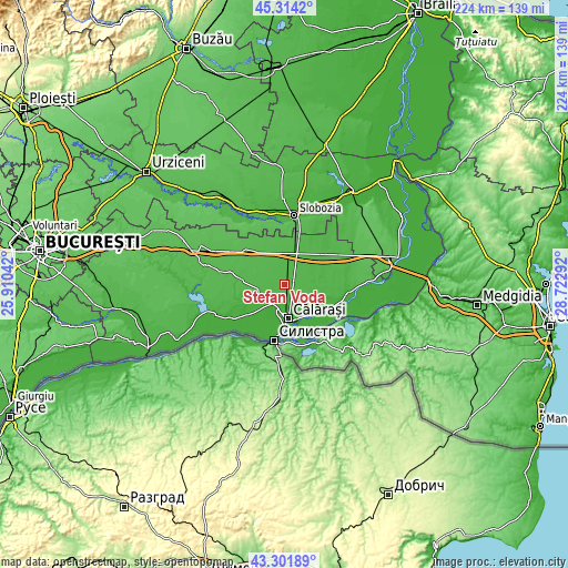 Topographic map of Ştefan Vodă