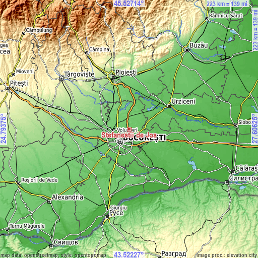 Topographic map of Ştefăneştii de Jos