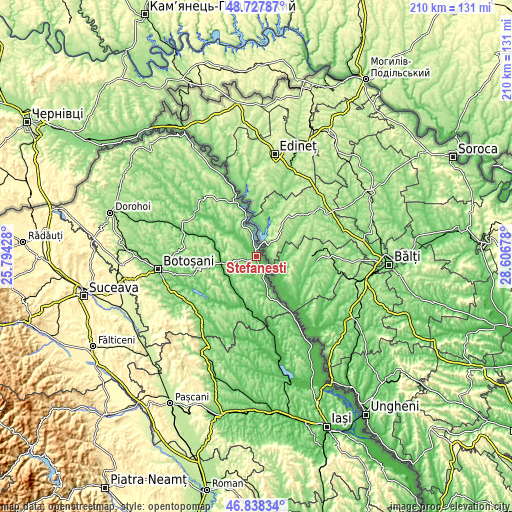 Topographic map of Ștefănești