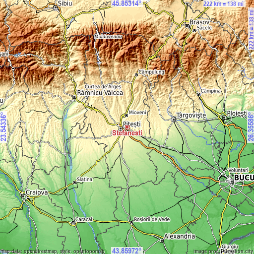 Topographic map of Ştefăneşti