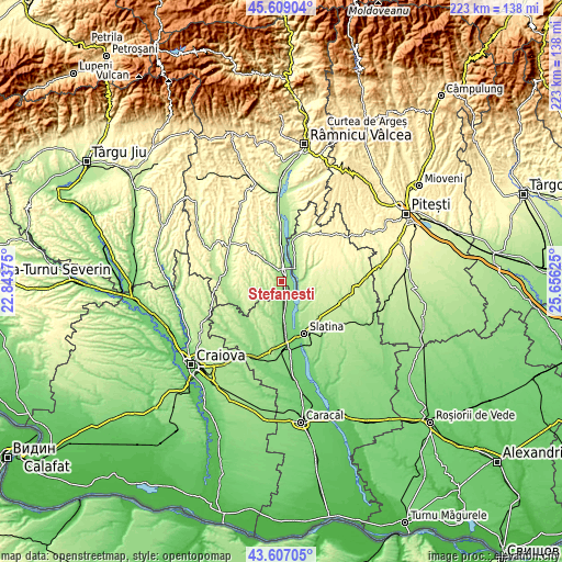 Topographic map of Ştefăneşti
