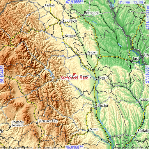 Topographic map of Ştefan cel Mare