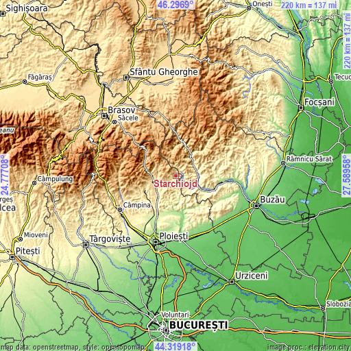 Topographic map of Starchiojd