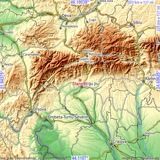 Topographic map of Stăneşti