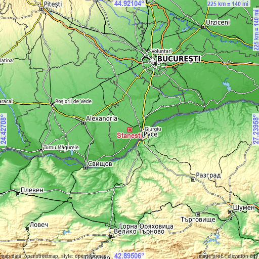 Topographic map of Stăneşti