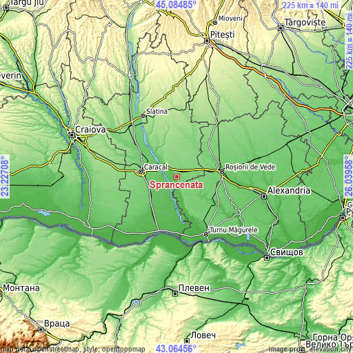 Topographic map of Sprâncenata