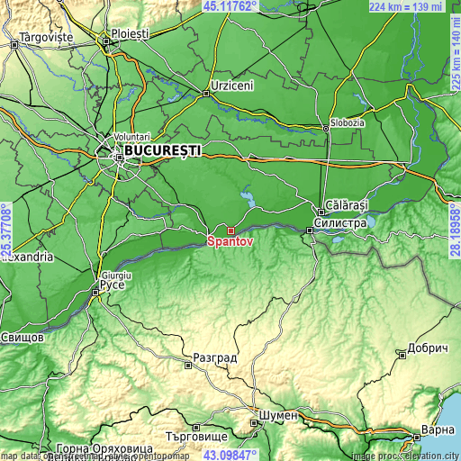 Topographic map of Spanţov