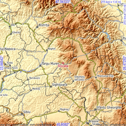 Topographic map of Sovata