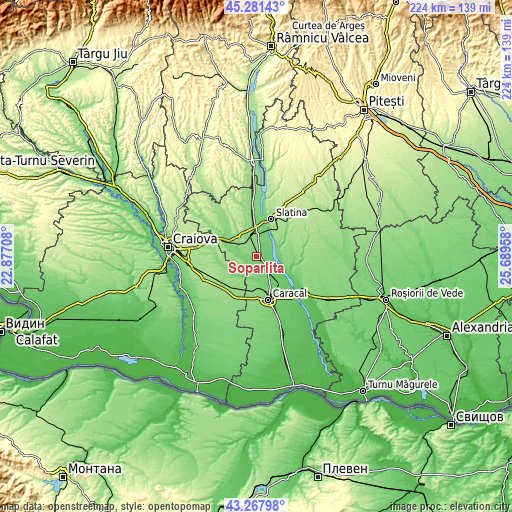 Topographic map of Şopârliţa