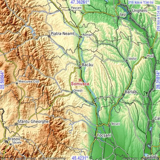 Topographic map of Somușca