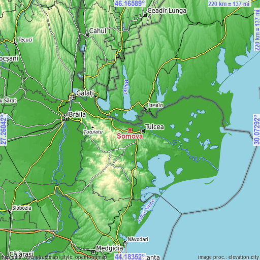 Topographic map of Somova