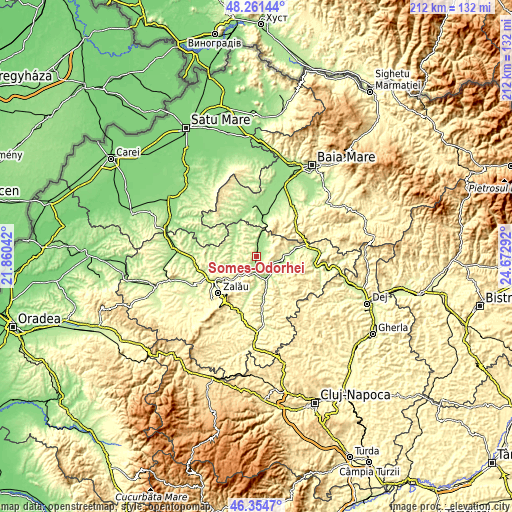 Topographic map of Someş-Odorhei