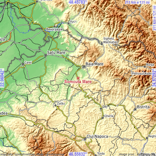 Topographic map of Şomcuta Mare