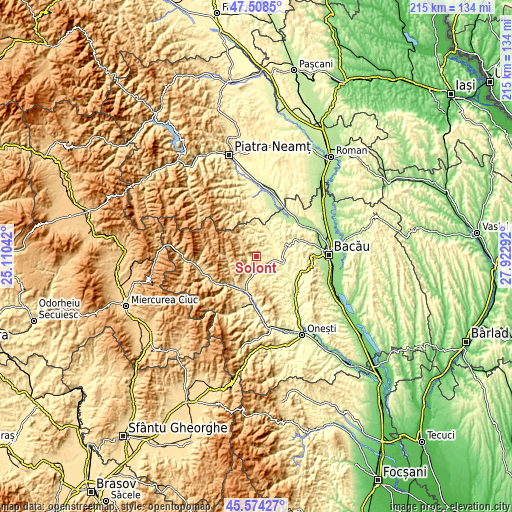 Topographic map of Solonţ