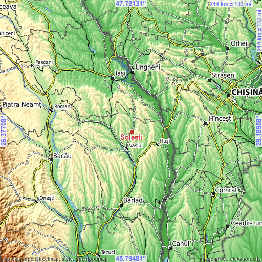 Topographic map of Soleşti