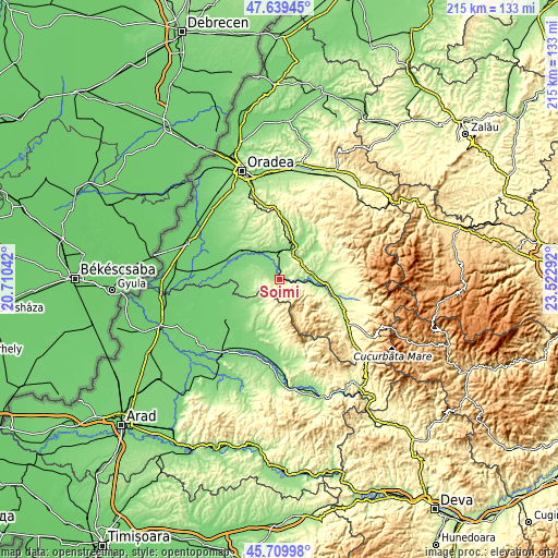 Topographic map of Şoimi